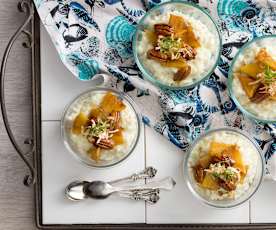 Coconut-lime rice pudding with caramelised pineapple