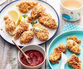 Baby-friendly Quinoa-coated Chicken Goujons with Homemade Tomato Ketchup