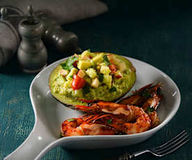 烤大蝦佐酪梨莎莎