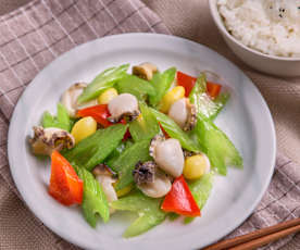 西芹白果炒鲍鱼片