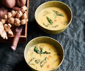 Crema di patate dolci, cocco e cardamomo