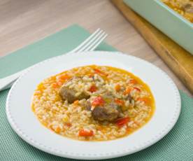 Carrilleras con arroz al aroma de jerez