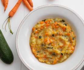 Puré de legumes com bacalhau fresco