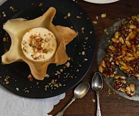 Tulipas com gelado de praliné