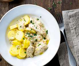 Poulet à la moutarde et pommes vapeur