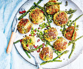 Cromesquis aux asperges vertes et petits pois