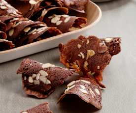 Telhas de cacau e amêndoas