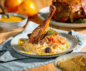 Ente mit Orangen-Ingwer-Sauce und Couscous