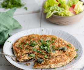 Tortilla de calabacitas con clara de huevo