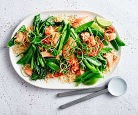 Sous vide salmon with greens (Diabetes, TM6)