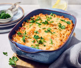 Blumenkohl-Nudel-Auflauf mit Veggiehack
