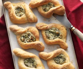 Fatayer with cheese and mint