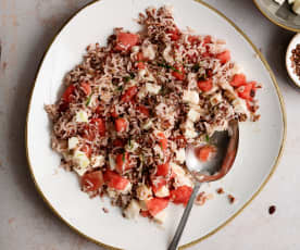 Rice Salad with Watermelon and Mozzarella