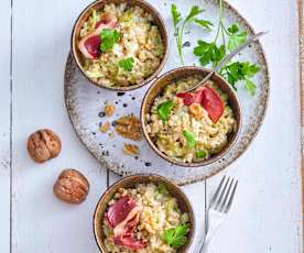 Crozotto au magret fumé et au fromage de brebis