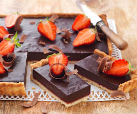 Tarte aux fraises et chocolat