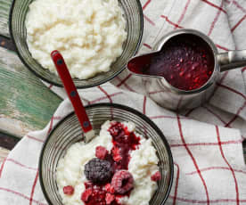 Riz au lait et son coulis de fruits rouges