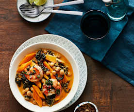 Grünkohl-Curry mit Garnelen