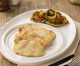 Scaloppine con zucchine alla mediterranea