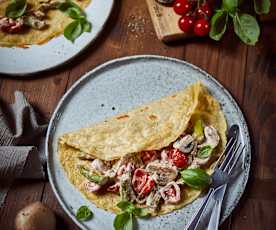 Buchweizen-Crêpes mit Lupinenmehl und buntem Gemüse