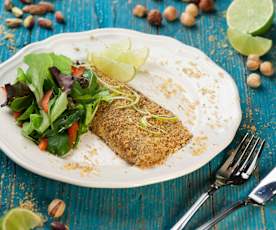 Branzino al lime e pistacchi