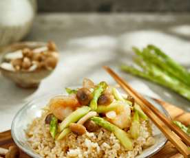 蟹味菇芦笋虾仁浇头