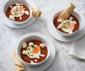 Spicy eggs with tomato sauce