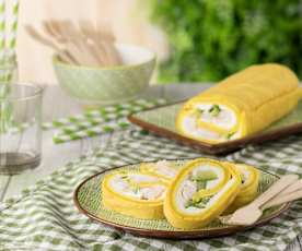 Girelle alla curcuma con zucchine e gamberetti