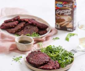 Buraczano-gryczane placki z serem i słonecznikiem