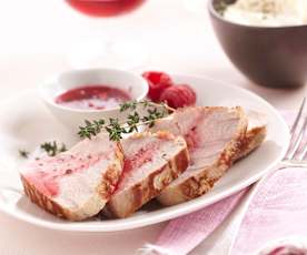 Filet mignon de veau à la framboise, mousseline de céleri rave.