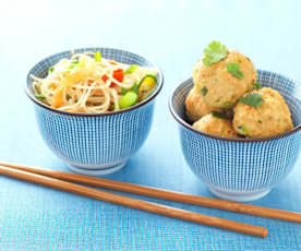 Oriental Pork Meatballs with Noodles