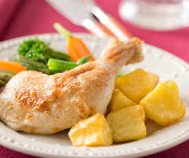 Lemon chicken with crispy potatoes