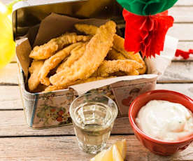 Choco frito com maionese de alho e coentros