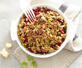 Crumble de légumes, pistaches et noisettes