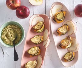 Légumes rôtis avec pomme et vinaigrette à la tapenade