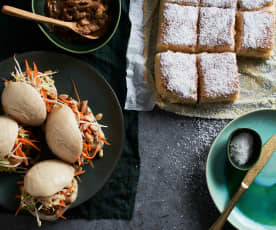 Piquenique: Pães a vapor com frango asiático e bolo de coco molhadinho 