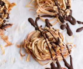 Dried Spiralized Apple Stacks with Chocolate