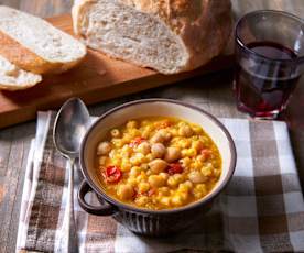 Pasta e ceci con pomodorini
