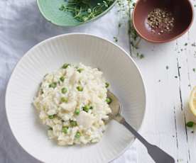 Risotto piselli, merluzzo e menta