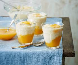 Riz au lait et coulis d’abricots à la fleur d’oranger