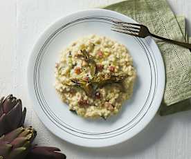 Risotto carciofi e speck