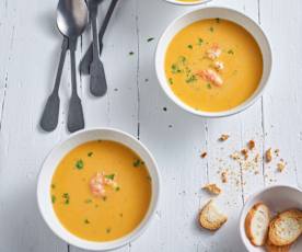 Garnelencremesuppe mit Baguette