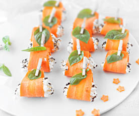 Bocaditos de zanahoria con crema de mozzarella