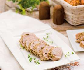 Rosemary and green peppercorn pork fillet