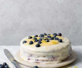Pastel de blueberry's con frosting de queso y lemon curd