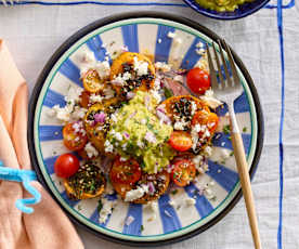 Süßkartoffel-Taler mit Guacamole