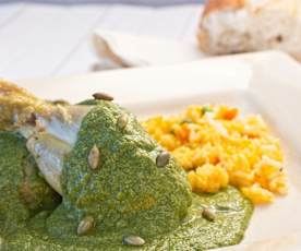 Pouletschenkel mit Mole verde