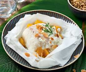 Papillotes de cabillaud à la mangue