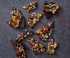 Chocolate and anise fruit bark