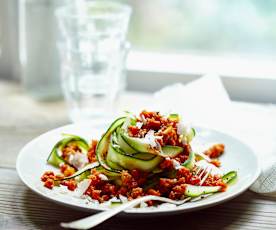 Bolognese de soja et nouilles de courgette