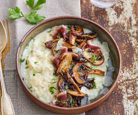 Risotto aux champignons et magret fumé